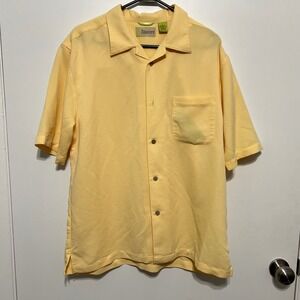 Cubavera Mens Yellow Short Sleeve Collar Button Down Size L Resort Summer